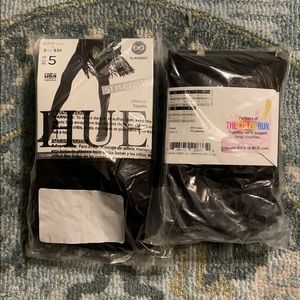 2 Pairs Hue Blackout Opaque Tights (Size 5, XXL)